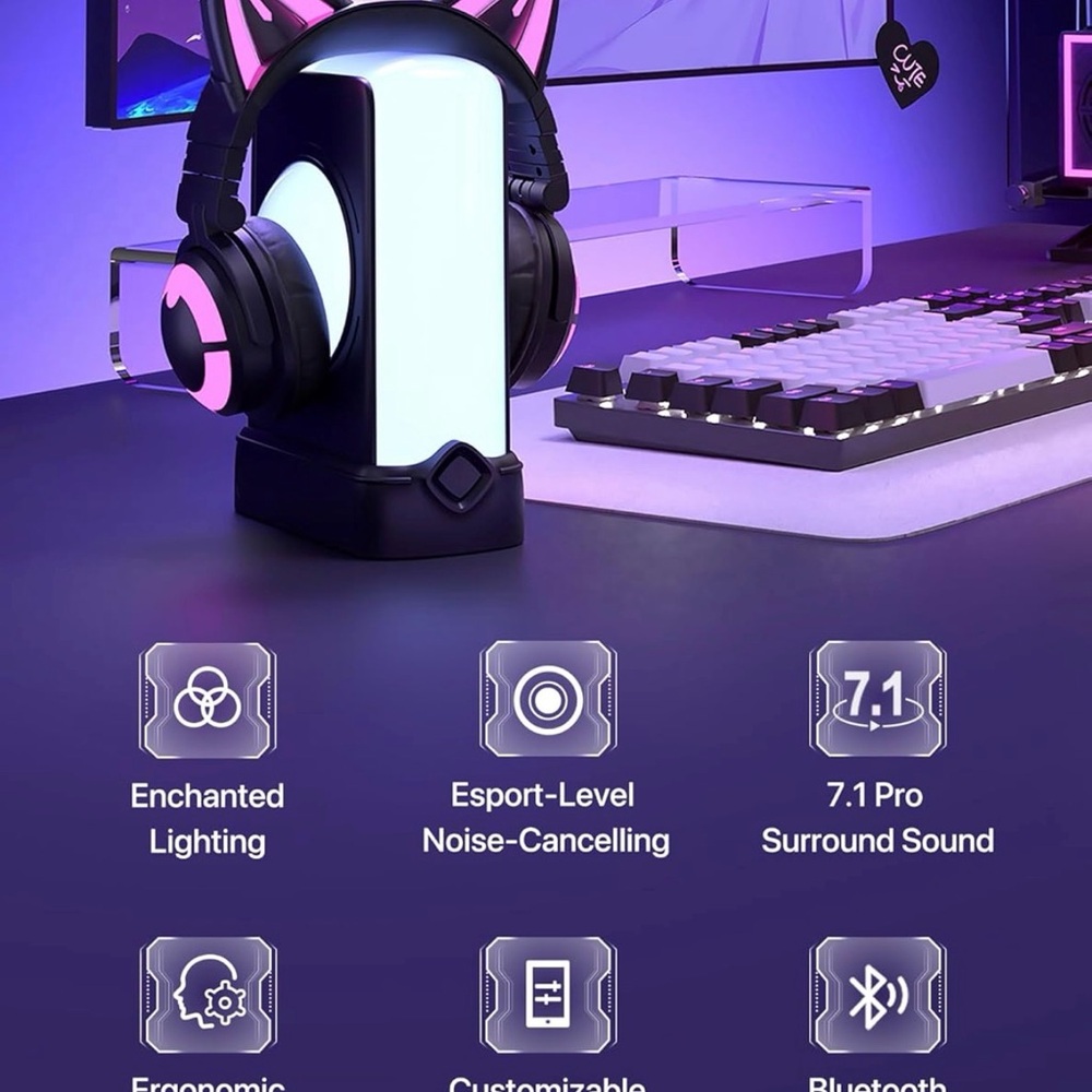 YOWU RGB Cat Ear Headset (Desktop Gaming) - Picture 4 of 7